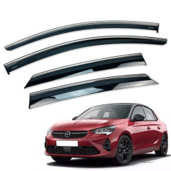 Вітровики для OPEL CORSA F 2019-... з хром молдингом (HAWK)