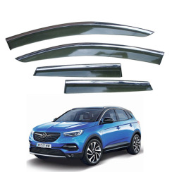 Ветровики для OPEL GRANDLAND X 2016-... с хром молдингом (HAWK)