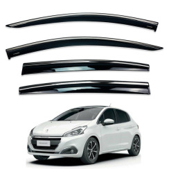 Ветровики для PEUGEOT 208 с хром молдингом (HAWK)