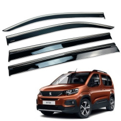 Вітровики для PEUGEOT RIFTER 2018-... з хром молдингом (HAWK)