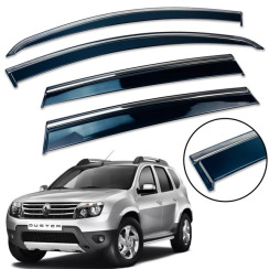 Вітровики для Renault Duster I 2010-2018 (на скотчі) з хром молдингом (DEFL)