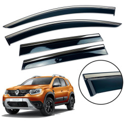 Вітровики для Renault Duster II 2018- з хром молдингом (DEFL)