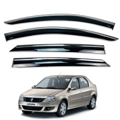 Вітровики для Renault LOGAN 2005-2013 з хром молдингом (HAWK)