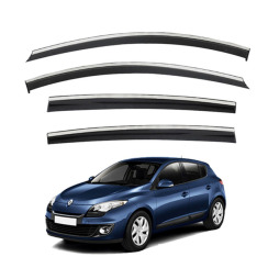 Вітровики для Renault Megane III 2011-2015 седан з хром молдингом (HAWK)