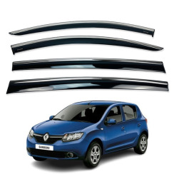 Вітровики для Renault Sandero/Stepway 2013-... з хром молдингом (HAWK)
