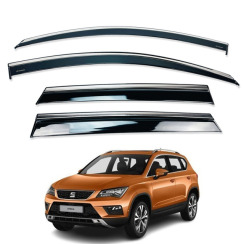 Вітровики для Seat Ateca з хром молдингом (HAWK)