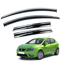 Ветровики для Seat IBIZA 2010-2017 с хром молдингом (HAWK)