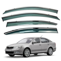 Вітровики для Skoda Octavia A-5 2004-2013 седан/хетчбек з хром молдингом (DEFL)