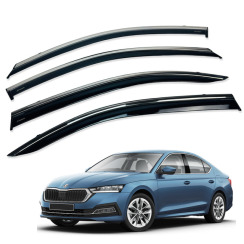 Вітровики для Skoda Octavia A-8 2020-... седан з хром молдингом (HAWK)