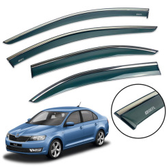 Вітровики для Skoda Rapid 2012R/Seat Toledo 2012 седан з хром молдингом (DEFL)