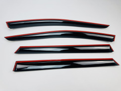 Ветровики для Skoda Rapid Spaceback (на скотче) с хром молдингом (HAWK). Фото 5