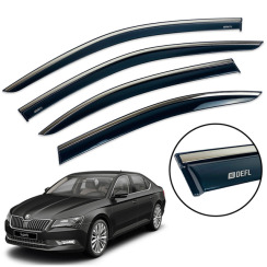 Ветровики для Skoda Superb III 2015-... с хром молдингом (DEFL)