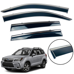 Вітровики для Subaru Forester 2013-2018 з хром молдингом (DEFL)