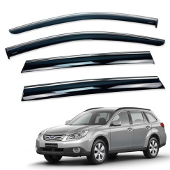Ветровики для Subaru OUTBACK 2009-2014 с хром молдингом (HAWK)