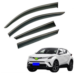 Ветровики для Toyota C-HR/CHR с хром молдингом (HAWK). Фото 4