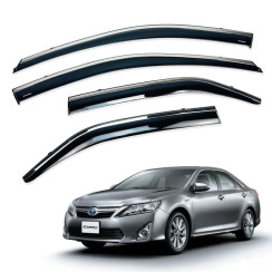 Ветровики для Toyota Camry V50 2012-2017 с хром молдингом (HAWK)