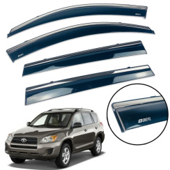 Ветровики для Toyota RAV-4 2006-2013 Long USA с хром молдингом (DEFL)