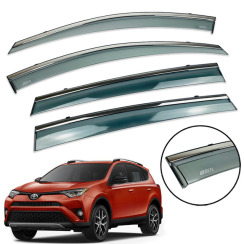 Вітровики для Toyota Rav-4 2013-2019 з хром молдингом (DEFL)