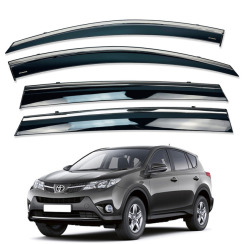 Вітровики для Toyota RAV4 2013-2019 з хром молдингом (HAWK)