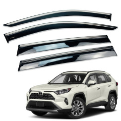 Вітровики для Toyota RAV4 2019-... з хром молдингом (HAWK)