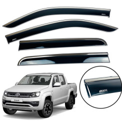 Ветровики для Volkswagen Amarok 2009-... с хром молдингом (DEFL)