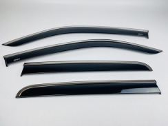 Ветровики для Volkswagen Amarok 2009-... с хром молдингом (DEFL). Фото 5
