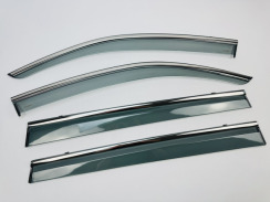 Ветровики для Volkswagen ATLAS/TERAMONT с хром молдингом (HAWK). Фото 3