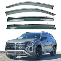 Ветровики для Volkswagen ATLAS/TERAMONT с хром молдингом (HAWK)