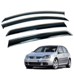 Вітровики для Volkswagen GOLF 5 2004-2008 ХРОМ з хром молдингом (HAWK)