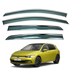 Вітровики для Volkswagen GOLF 8 2021-... з хром молдингом (HAWK)