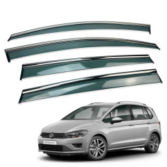 Вітровики для Volkswagen GOLF SPORTSVAN 2016-... з хром молдингом (HAWK)