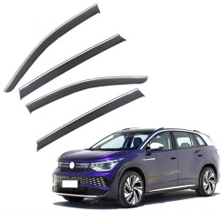 Ветровики для Volkswagen ID.6 2021-... ХРОМ с хром молдингом (HAWK)