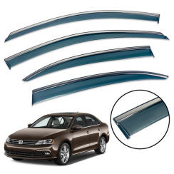 Вітровики для Volkswagen Jetta 2011-2018 седан/USA з хром молдингом (DEFL)