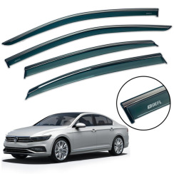 Ветровики для Volkswagen Passat B8-... 2019-... седан (China) с хром молдингом (DEFL)
