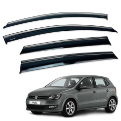 Вітровики для Volkswagen POLO хетчбек хетчбек 2009-2017 c нерж. хром полоской (HAWK)