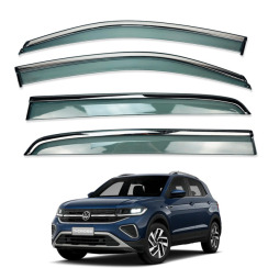 Вітровики для Volkswagen T-CROSS 2019-... з хром молдингом (HAWK)