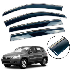 Вітровики для Volkswagen Tiguan 2007-2016 (на скотчі) з хром молдингом (DEFL)