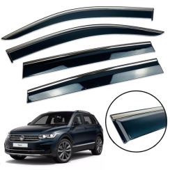 Вітровики для Volkswagen Tiguan 2016-... з хром молдингом (DEFL)