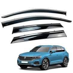 Ветровики для Volkswagen Touareg 2018-... с хром молдингом (HAWK)