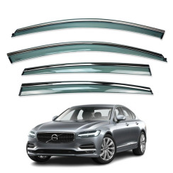 Вітровики для Volvo S90 2016-... з хром молдингом (HAWK)