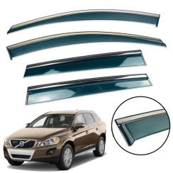 Вітровики для Volvo XC60 2008-2018 з хром молдингом (DEFL)