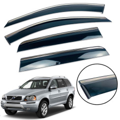 Вітровики для Volvo XC90 2003-2015 (на скотчі) з хром молдингом (DEFL)