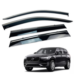 Вітровики для Volvo XC90 2015-... (на скотчі) з хром молдингом (HAWK)